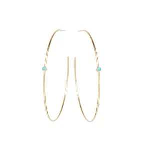 14k Turquoise Bezel Center Hoops