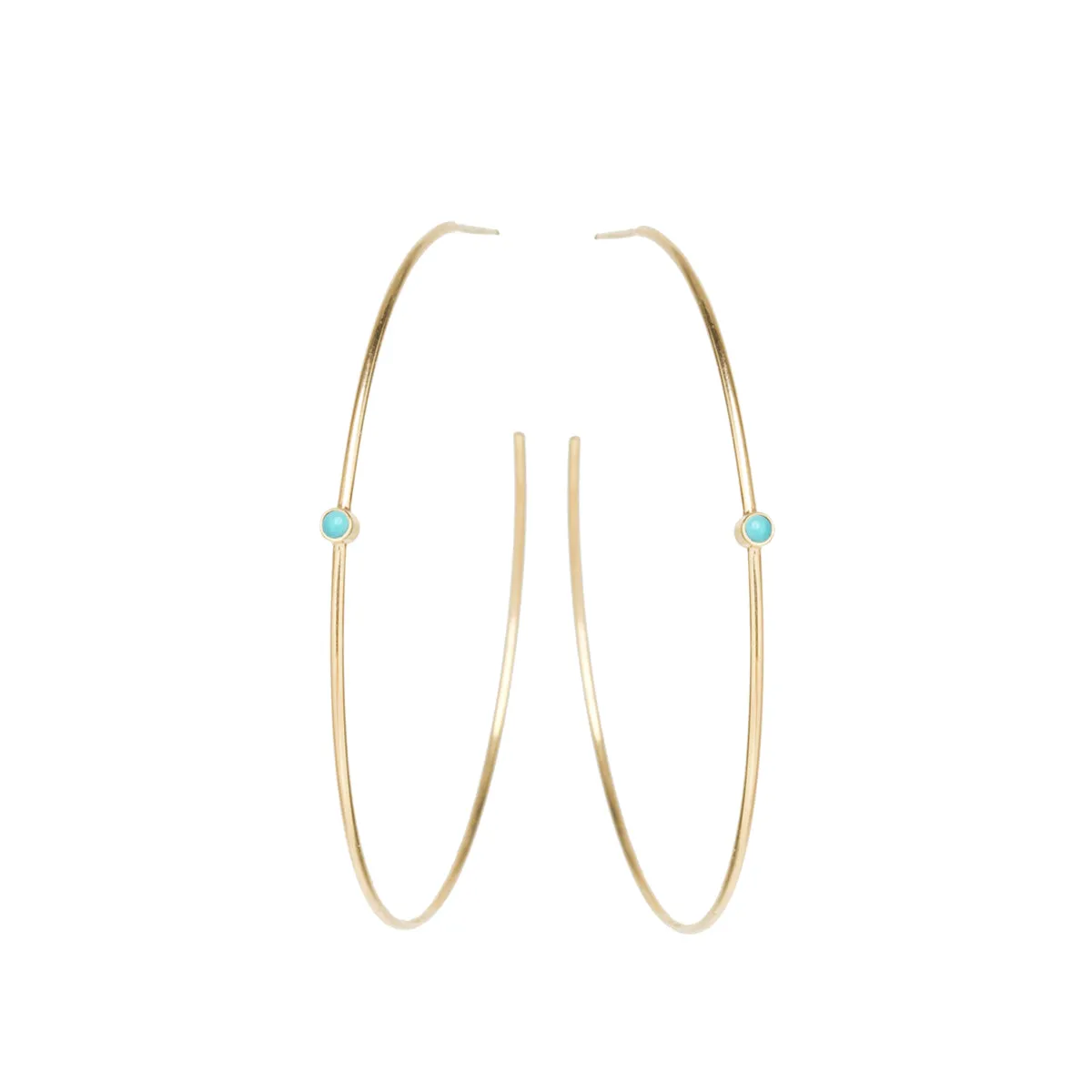 14k Turquoise Bezel Center Hoops