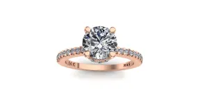 6.0mm (0.80ct) Monique ForeverOne Round Moissanite Four Prong Diamond Underhalo Engagement Ring 14K Gold MOENG064