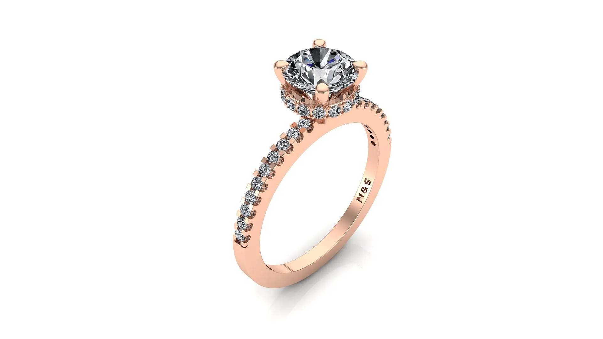 6mm (0.80ct) Monique ForeverOne Round Moissanite Diamond Underhalo Engagement Ring 14K Gold MOENG030