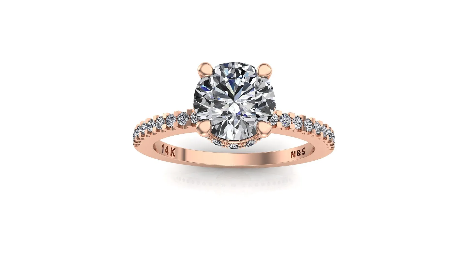 6mm (0.80ct) Monique ForeverOne Round Moissanite Diamond Underhalo Engagement Ring 14K Gold MOENG030