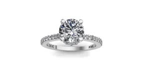 7mm (1.20ct) Monique ForeverOne Round Moissanite Diamond Underhalo Engagement Ring 14K Gold MOENG027