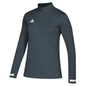 adidas Women's Grey/White Team 19 Long Sleeve Quarter Zip