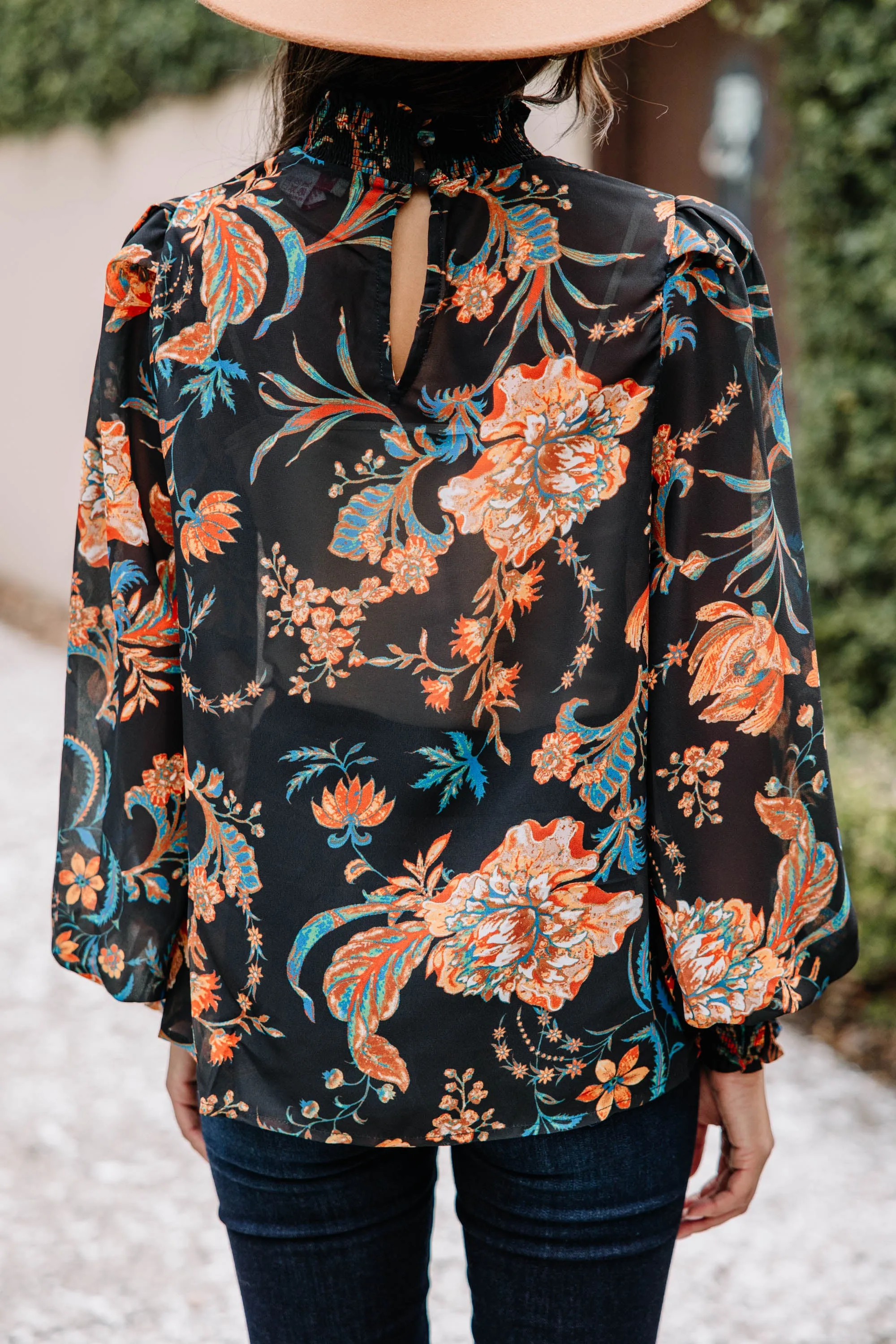 All I Need Black Floral Blouse