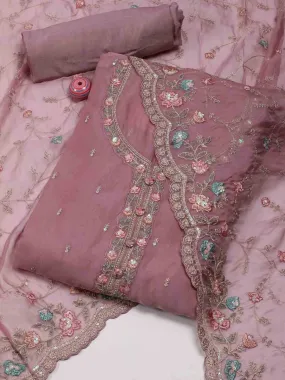 All Over Embroidery Organza Unstitched Suit Piece With Dupatta