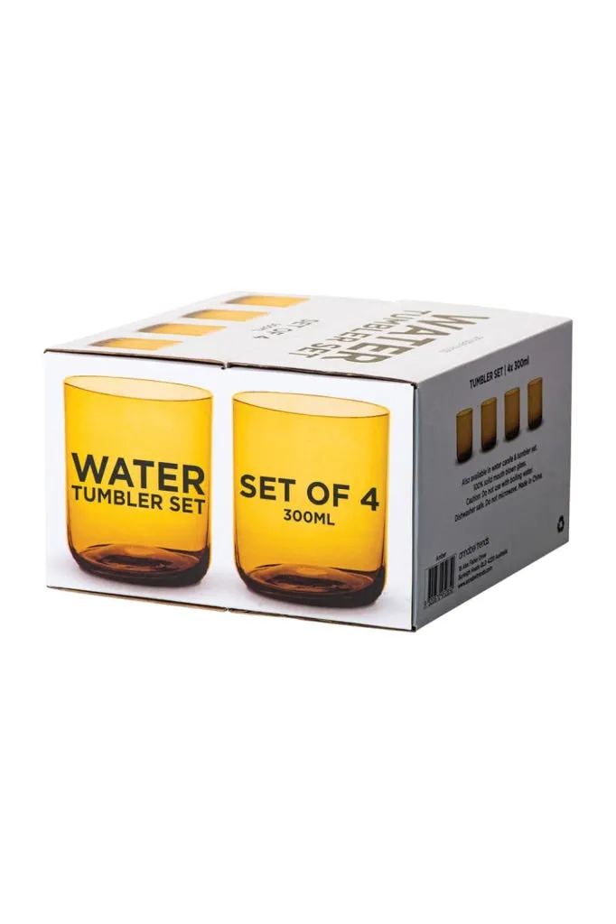 Annabel Trends - Water Tumbler Set - Set Of 4 - Amber