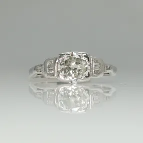 Art Deco 1.10 Carat Diamond white gold Engagement Ring