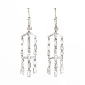 Art Deco Inspired 2.5 Carat Baguette Diamond Chandelier Earrings