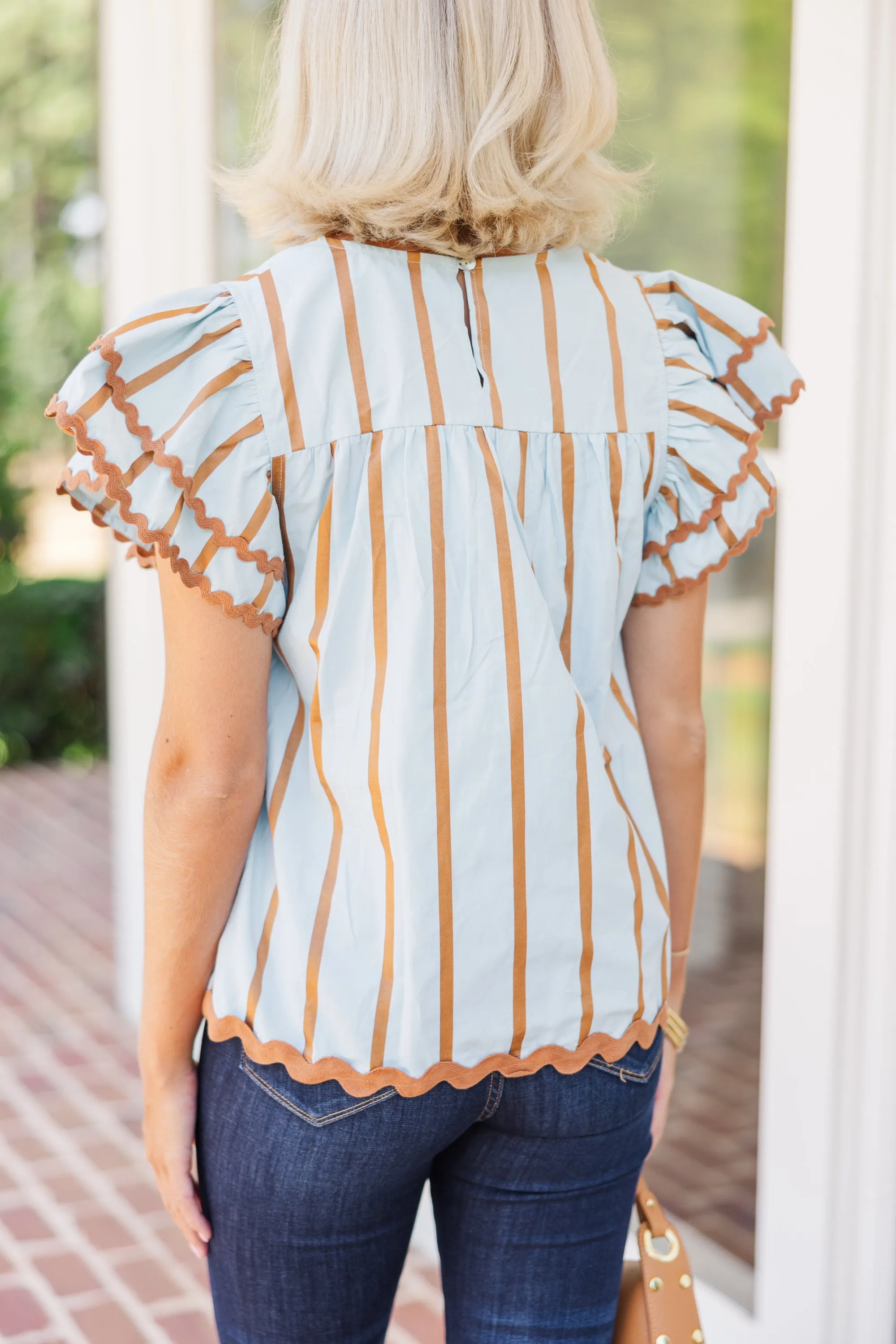 As It Happens Blue Striped Blouse