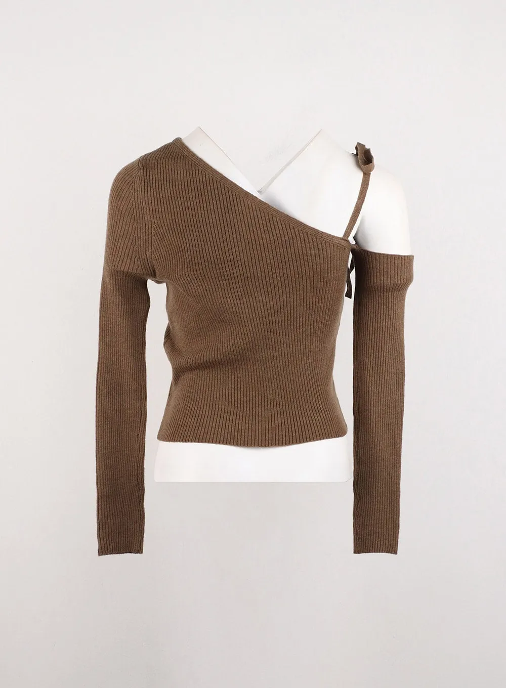 Asymmetrical Shoulder Knit Top ID306