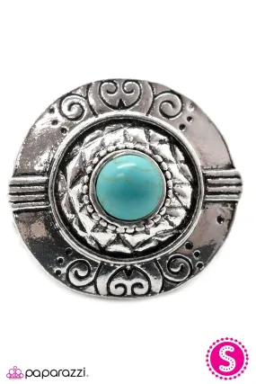 Atlas Silver and Turquoise Blue Stone Ring - Paparazzi Accessories