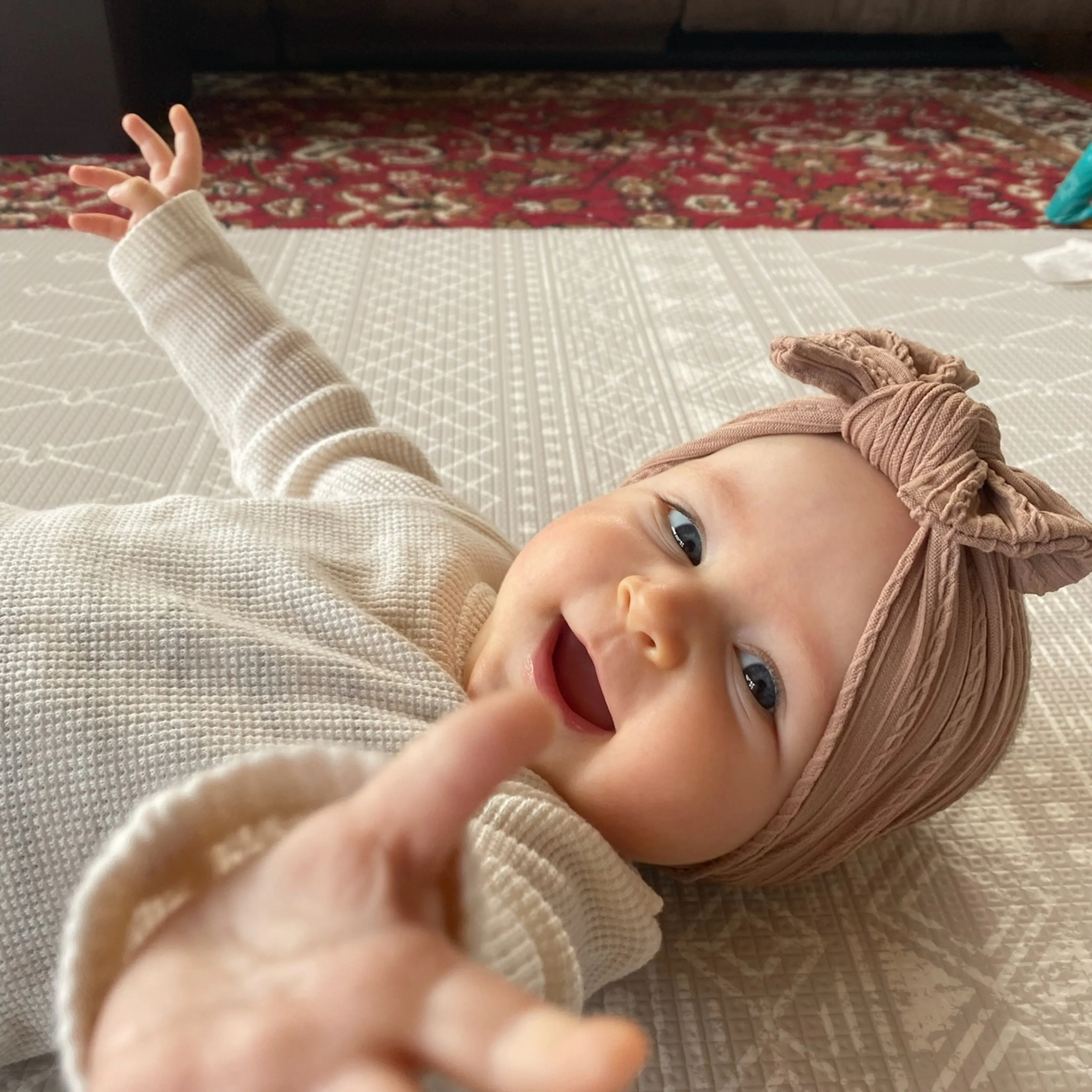 Baby Top Knot Single Bow Headband Blush