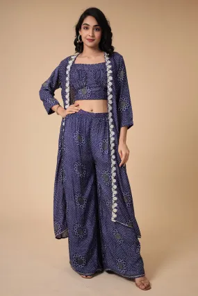 Bandhej Silk Blend Indowestern with Embroidered work.