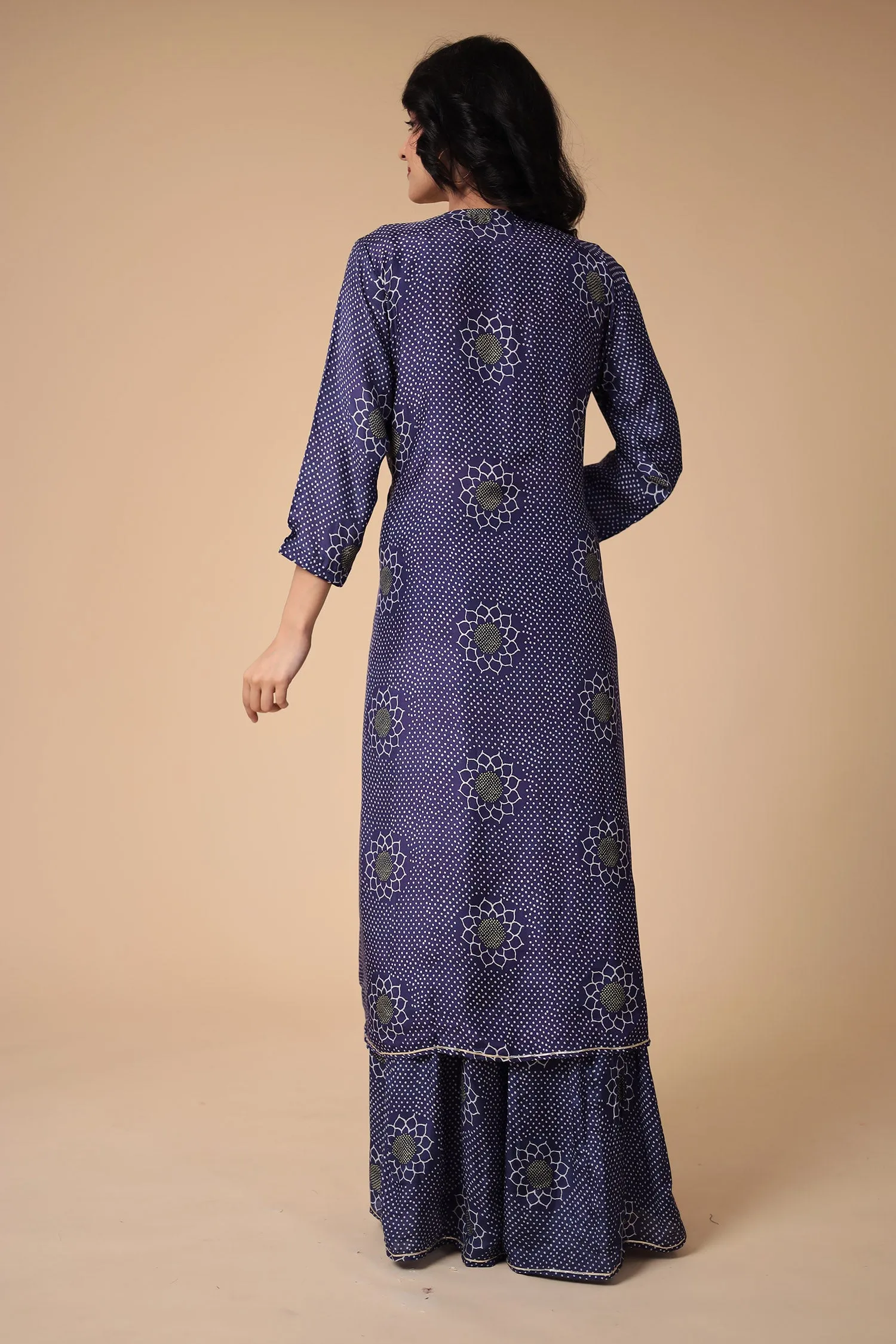 Bandhej Silk Blend Indowestern with Embroidered work.