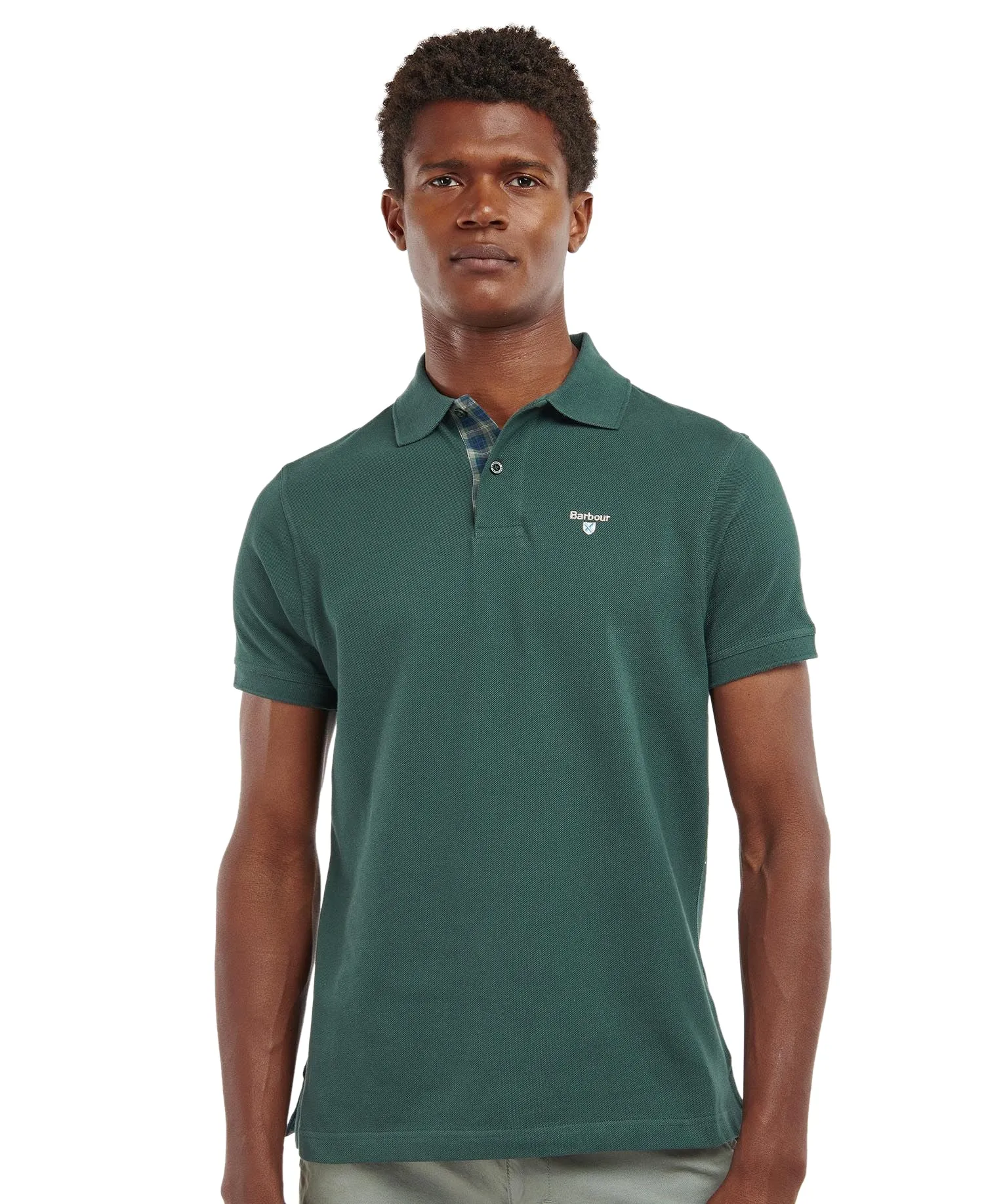 Barbour Men's Tartan Pique Polo T-Shirt - Short Sleeved