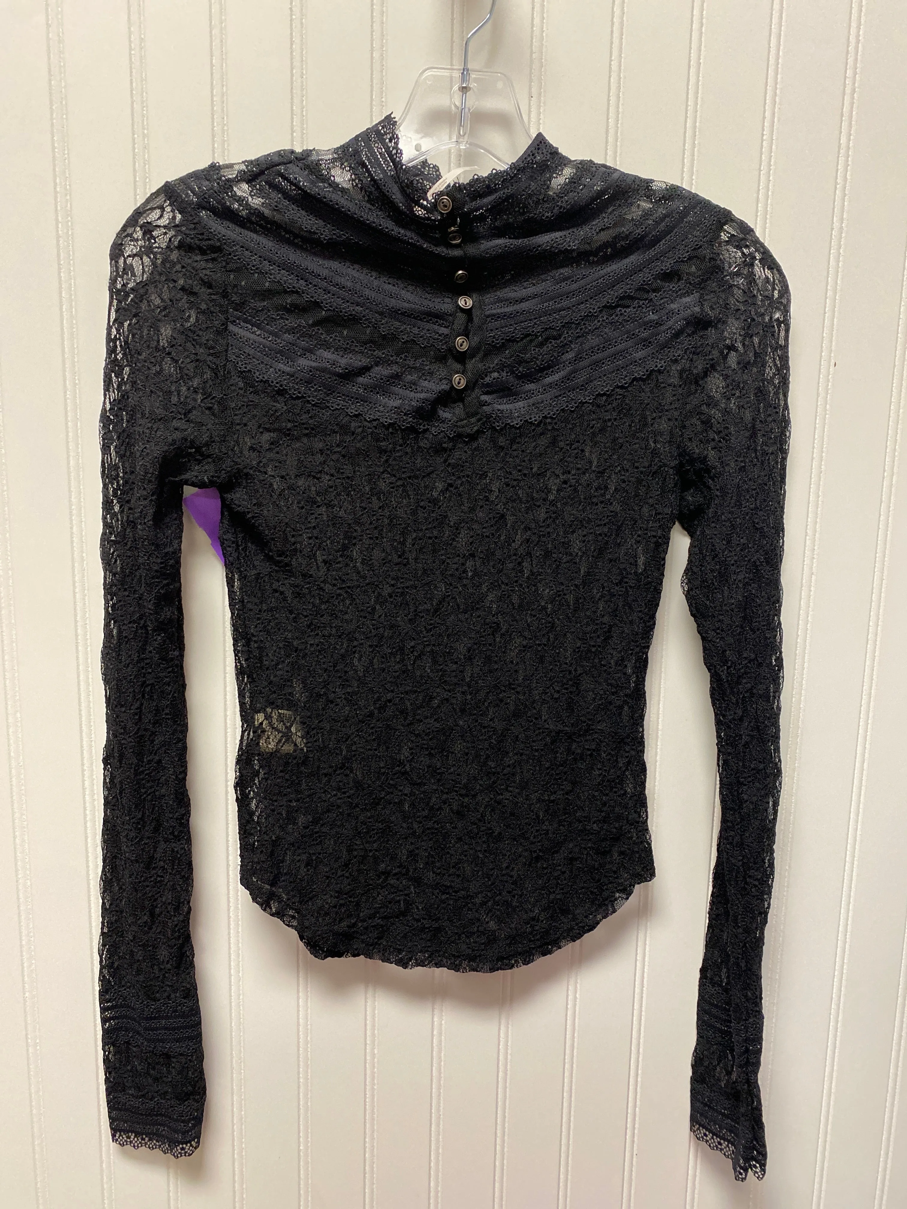 Black Blouse Long Sleeve Free People, Size Xs