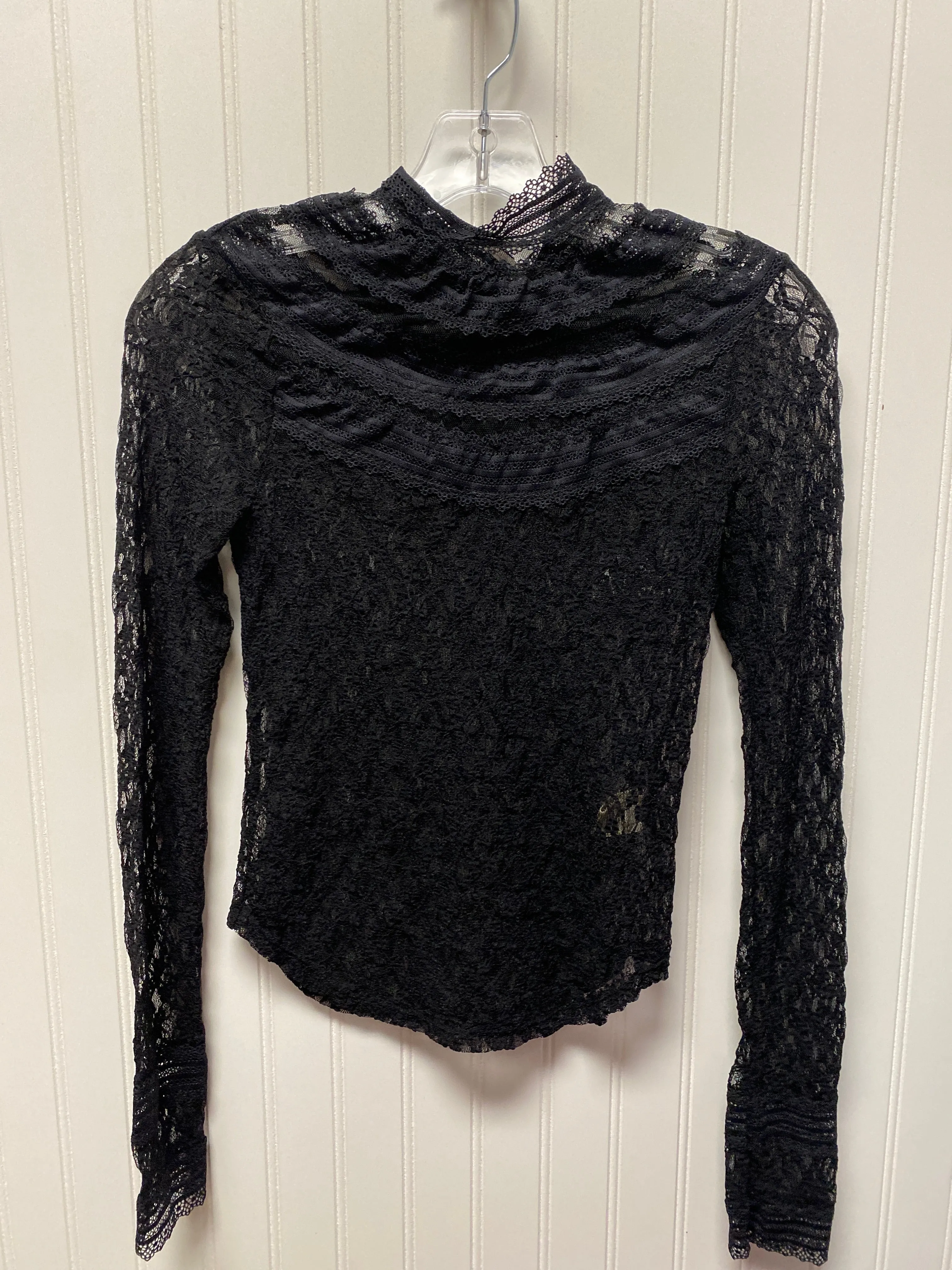 Black Blouse Long Sleeve Free People, Size Xs