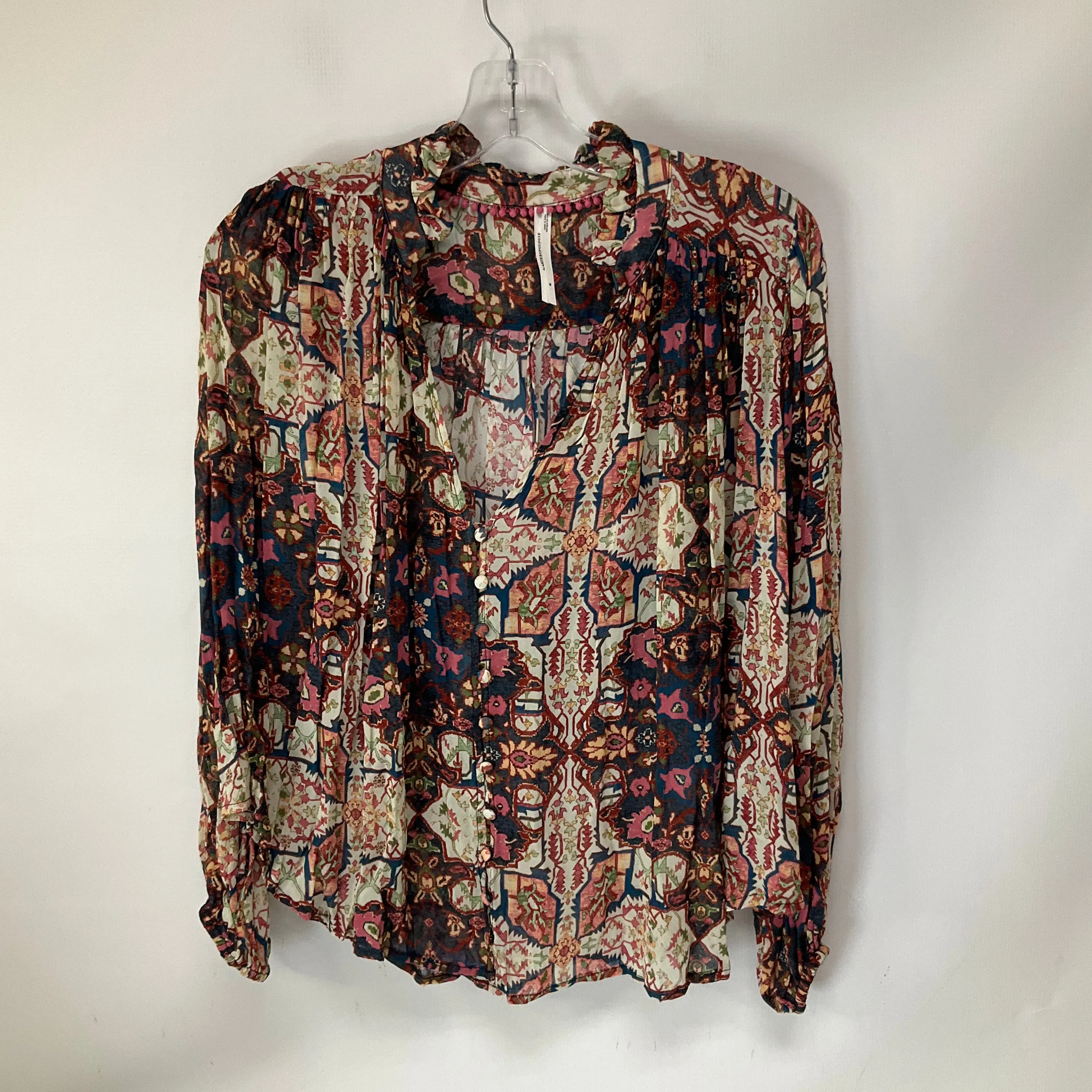 Blouse Long Sleeve By Anthropologie In Multi-colored, Size: M