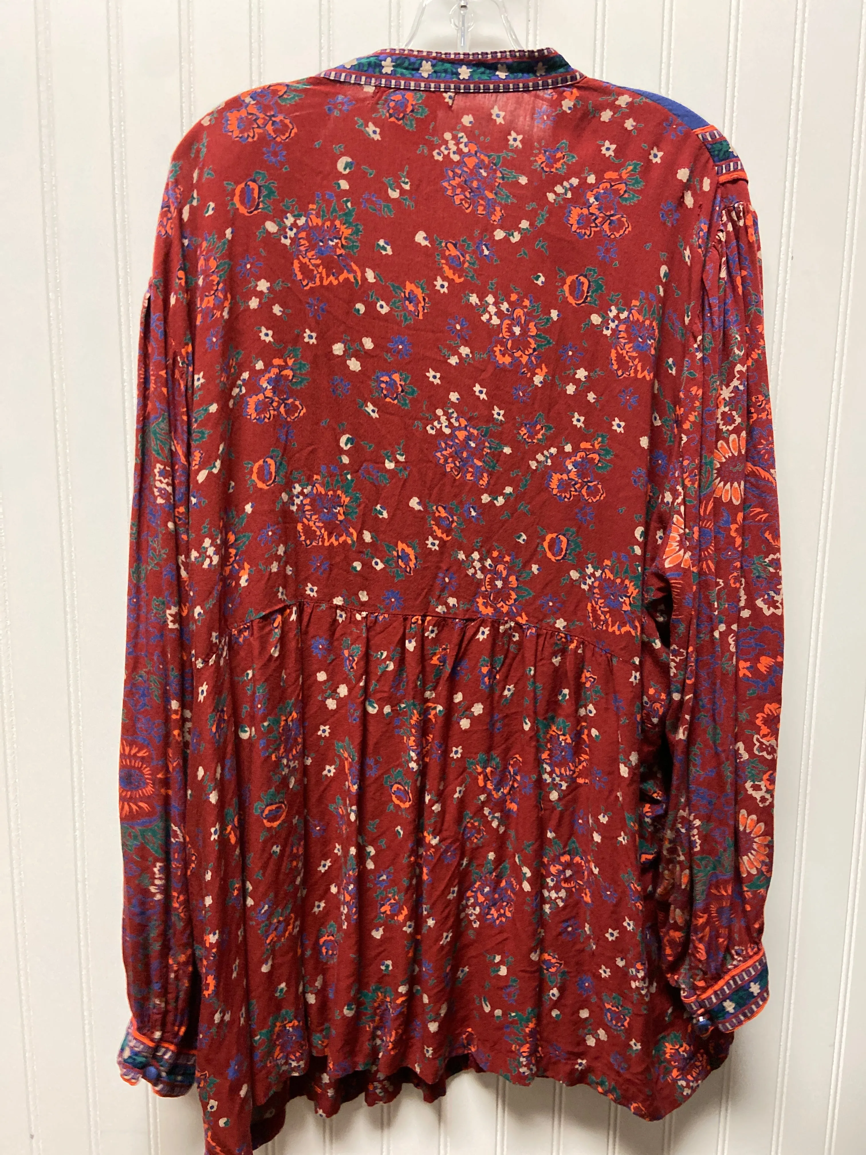 Blouse Long Sleeve By Woman Within In Blue & Red, Size: 2x