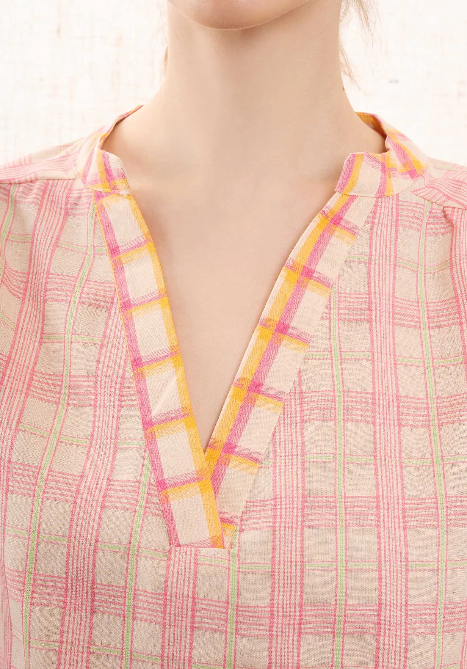 Blouse T1442 Coral-Checks