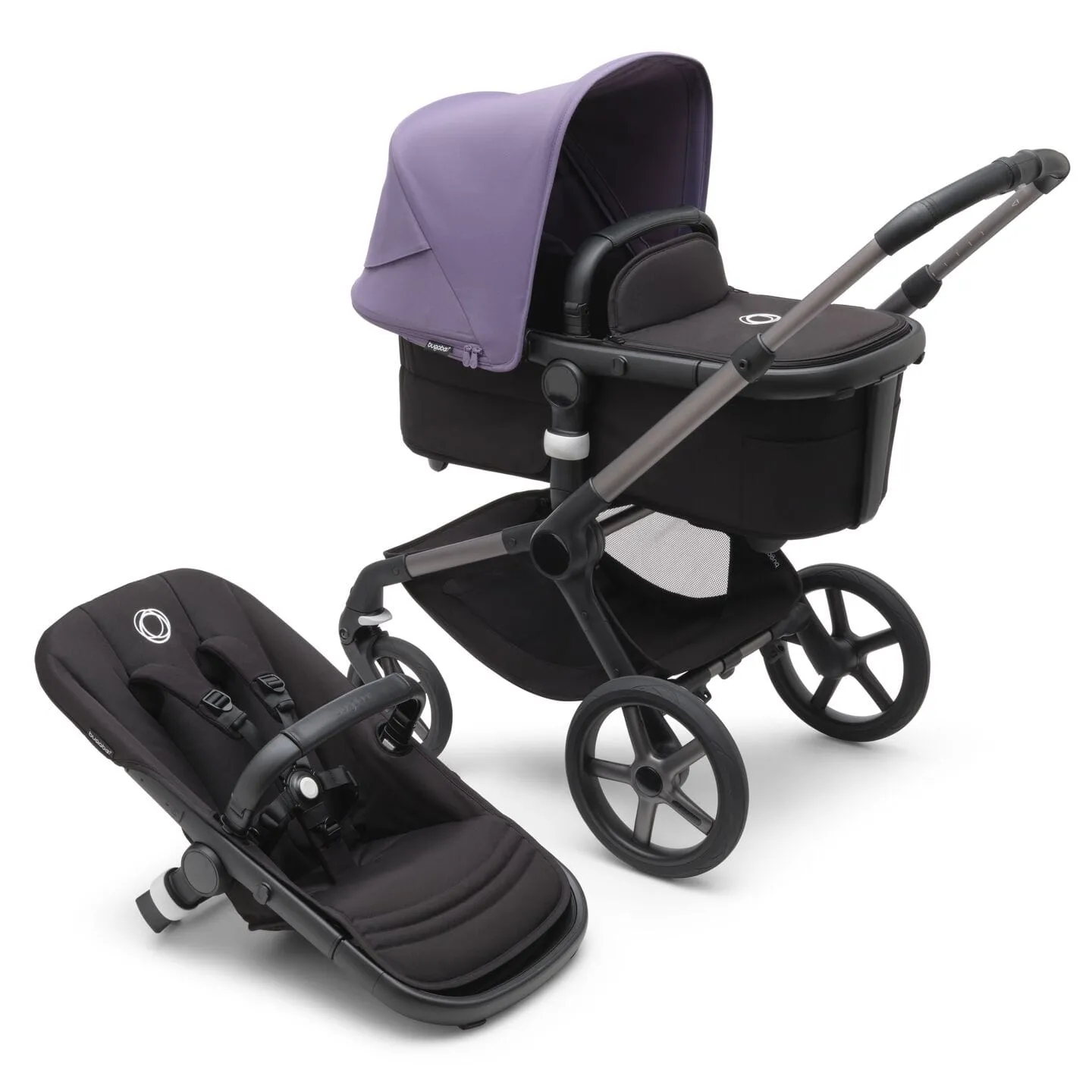 Bugaboo Fox 5, Pebble 360 and Base Travel System - Graphite/Midnight Black/Astro Purple