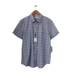 Calvin Klein Men's Purple Checked Short-sleeves Collared Shirt | Brand New |