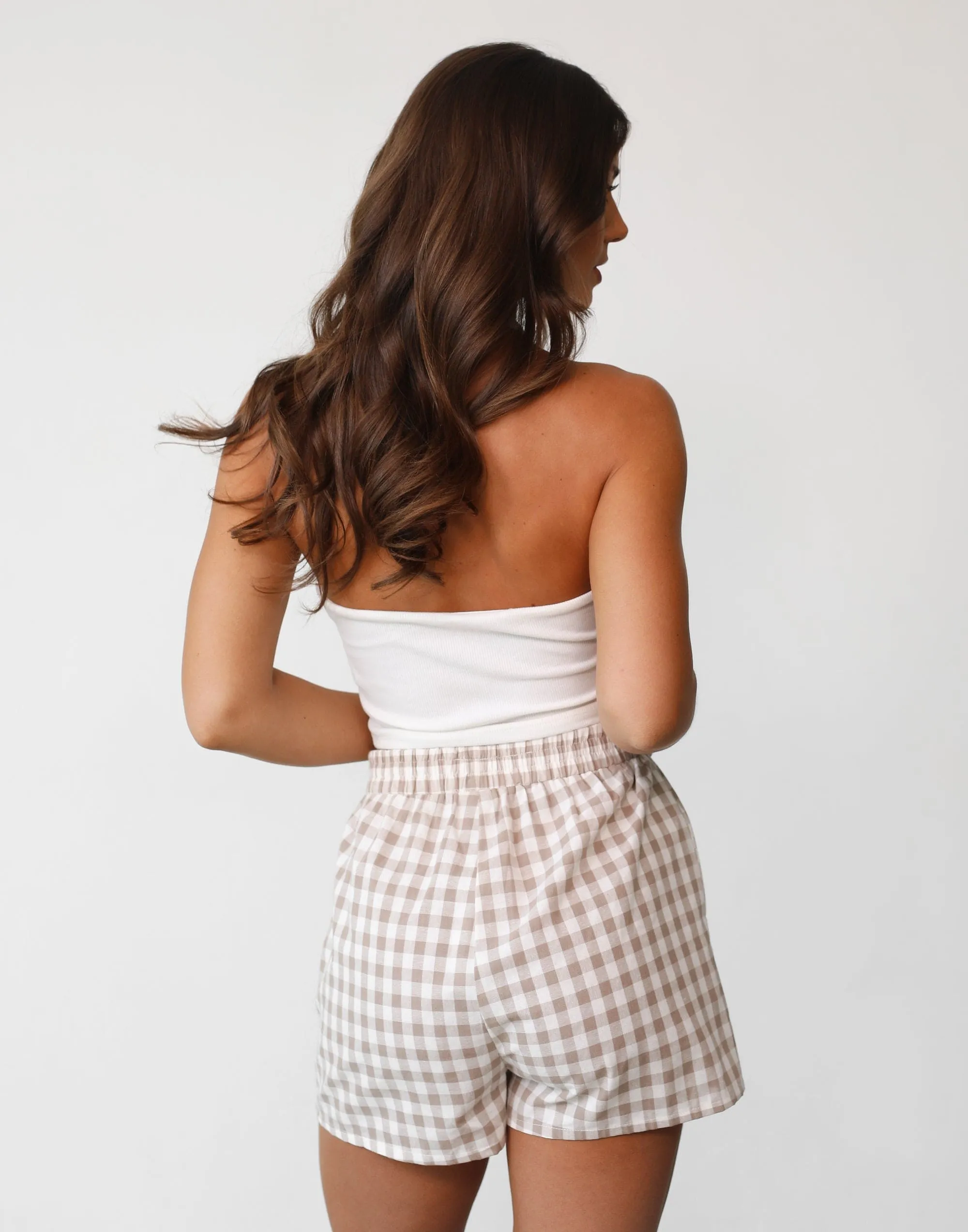 Camila Shorts (Beige Gingham)