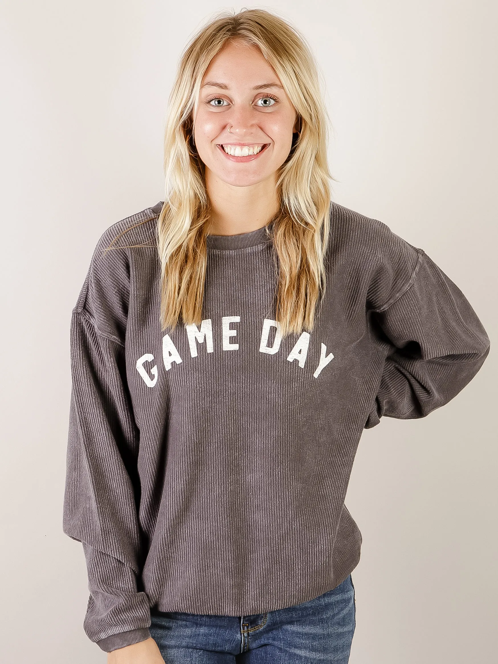 Charcoal Game Day Thermal Corded Pullover