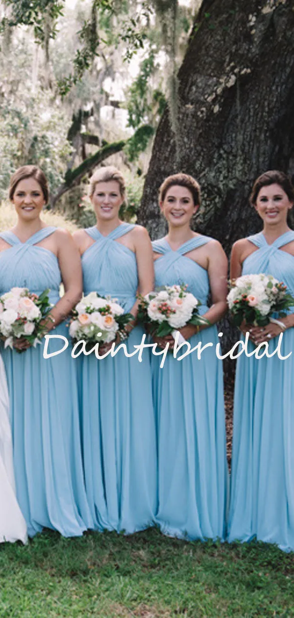 Charming Lace up Back Sleeveless Floor-length Long Bridesmaid Dresses.DB10748