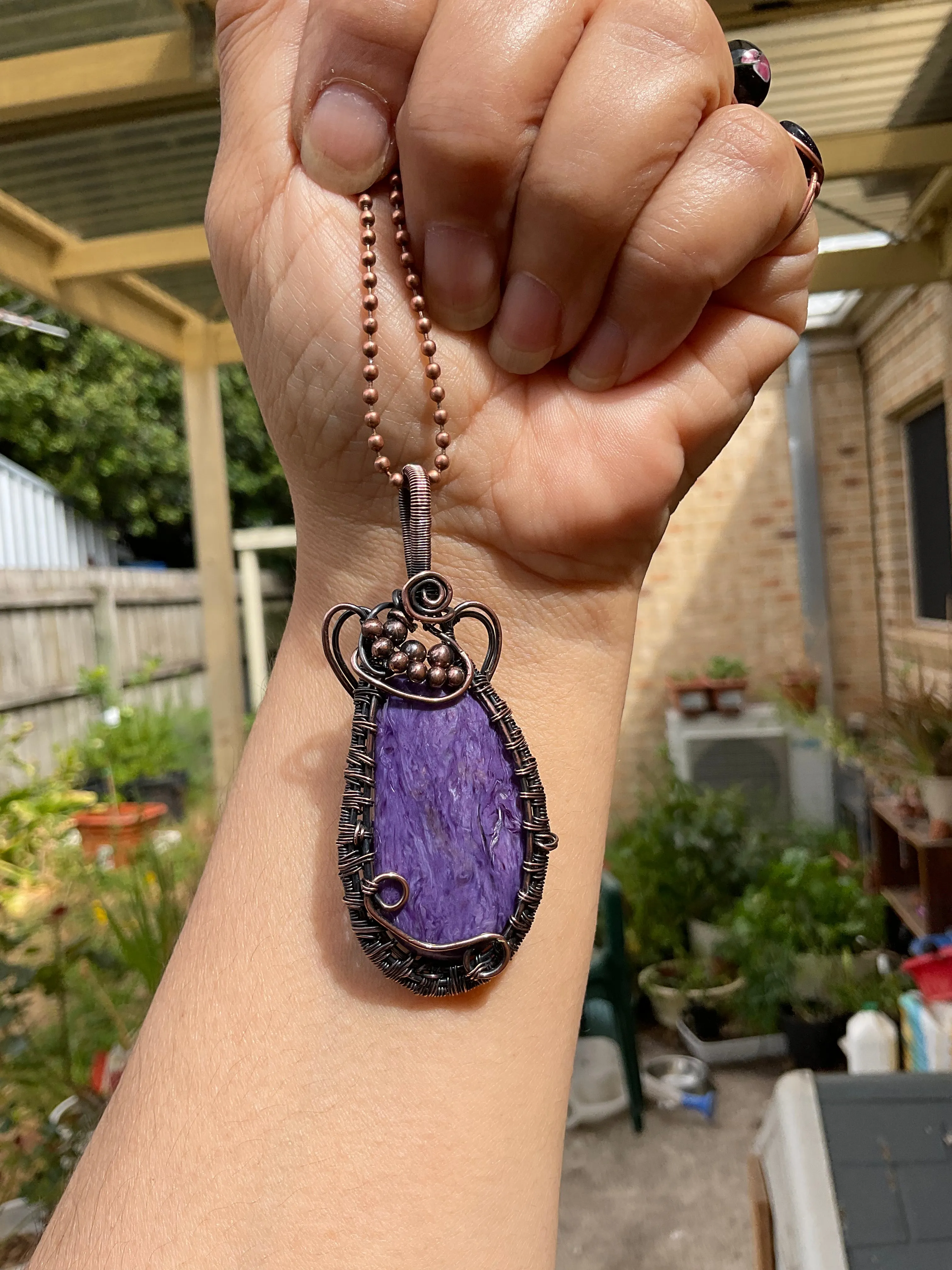 Charoite Wire Wrapped Pendant