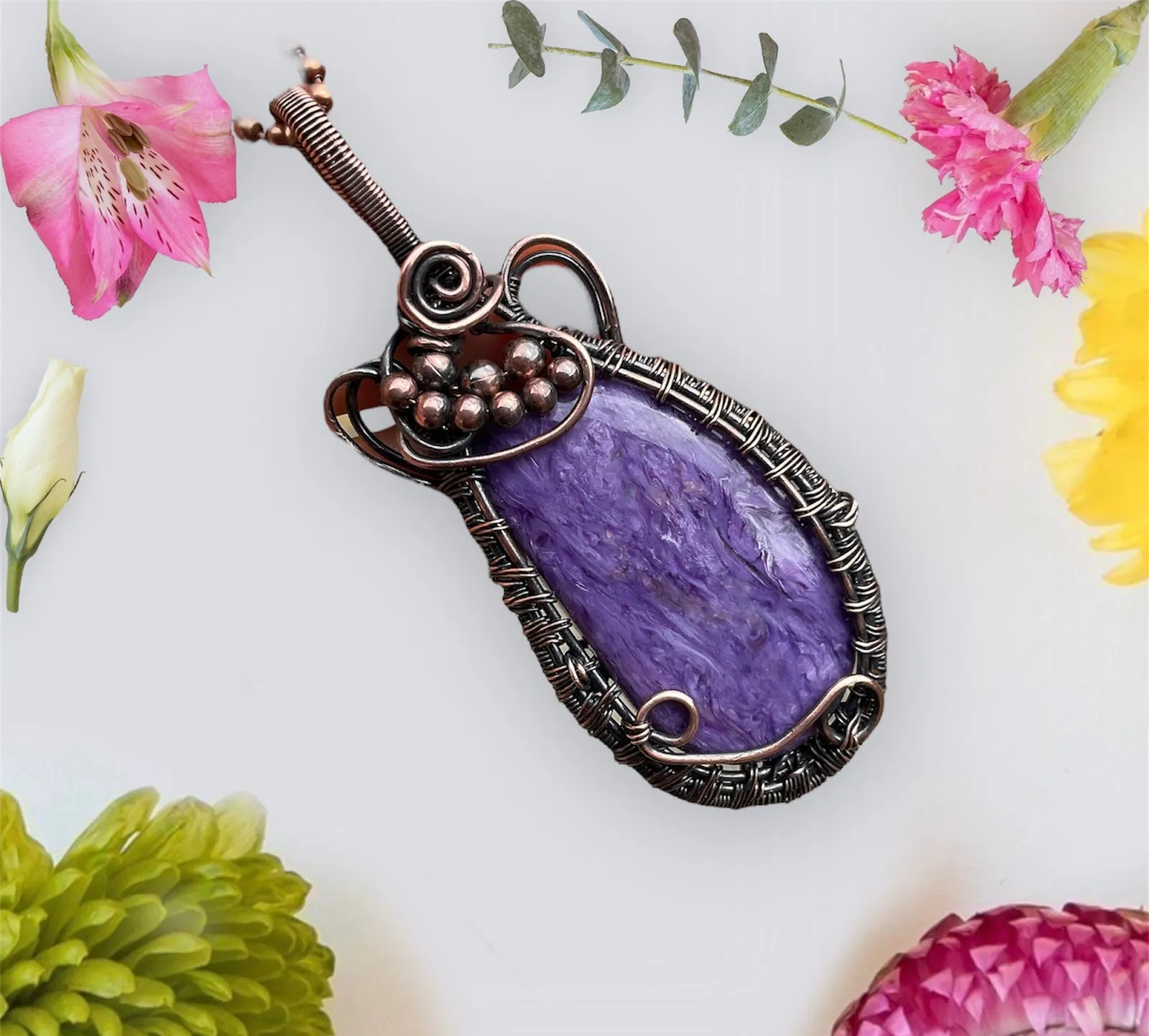 Charoite Wire Wrapped Pendant