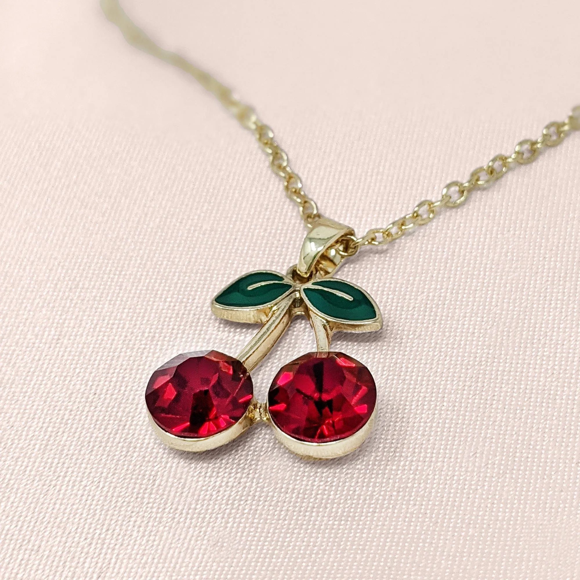 Cherry Necklace: Vintage Style Red Cherry Necklace