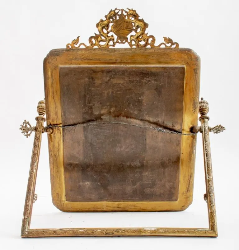 Chinese Brass Double Happiness Mirror, 20th Century