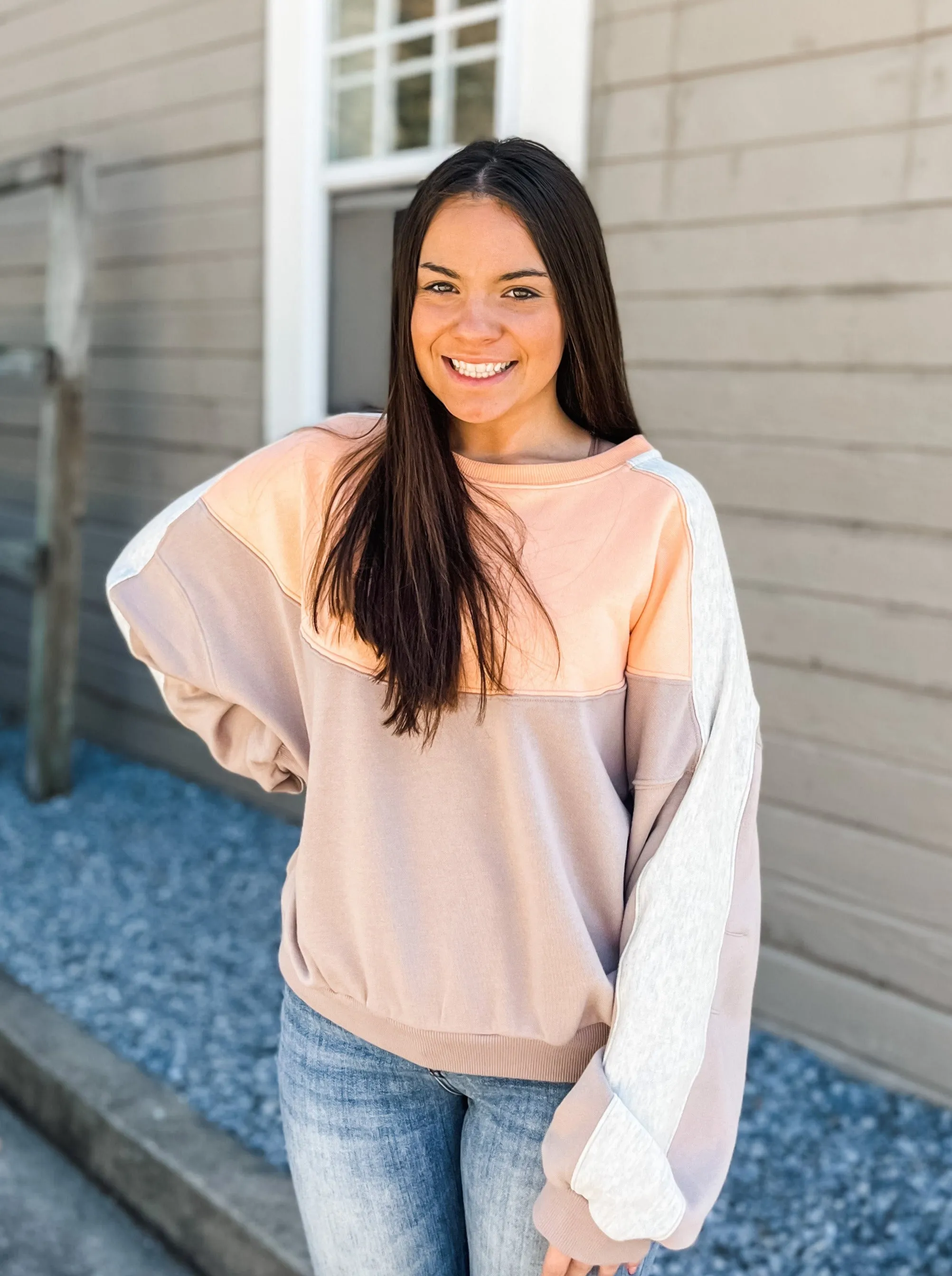 Color-Block Salmon Sweater