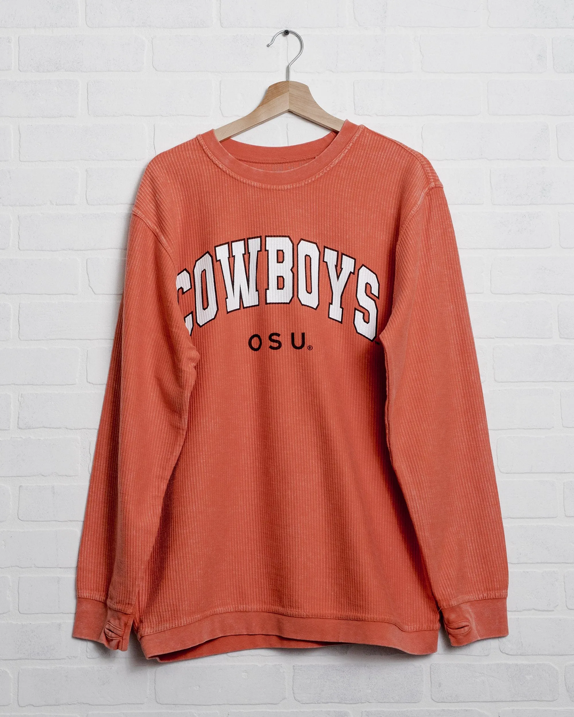 Cowboys Filled Gault Orange Corded Crew Sweatshirt