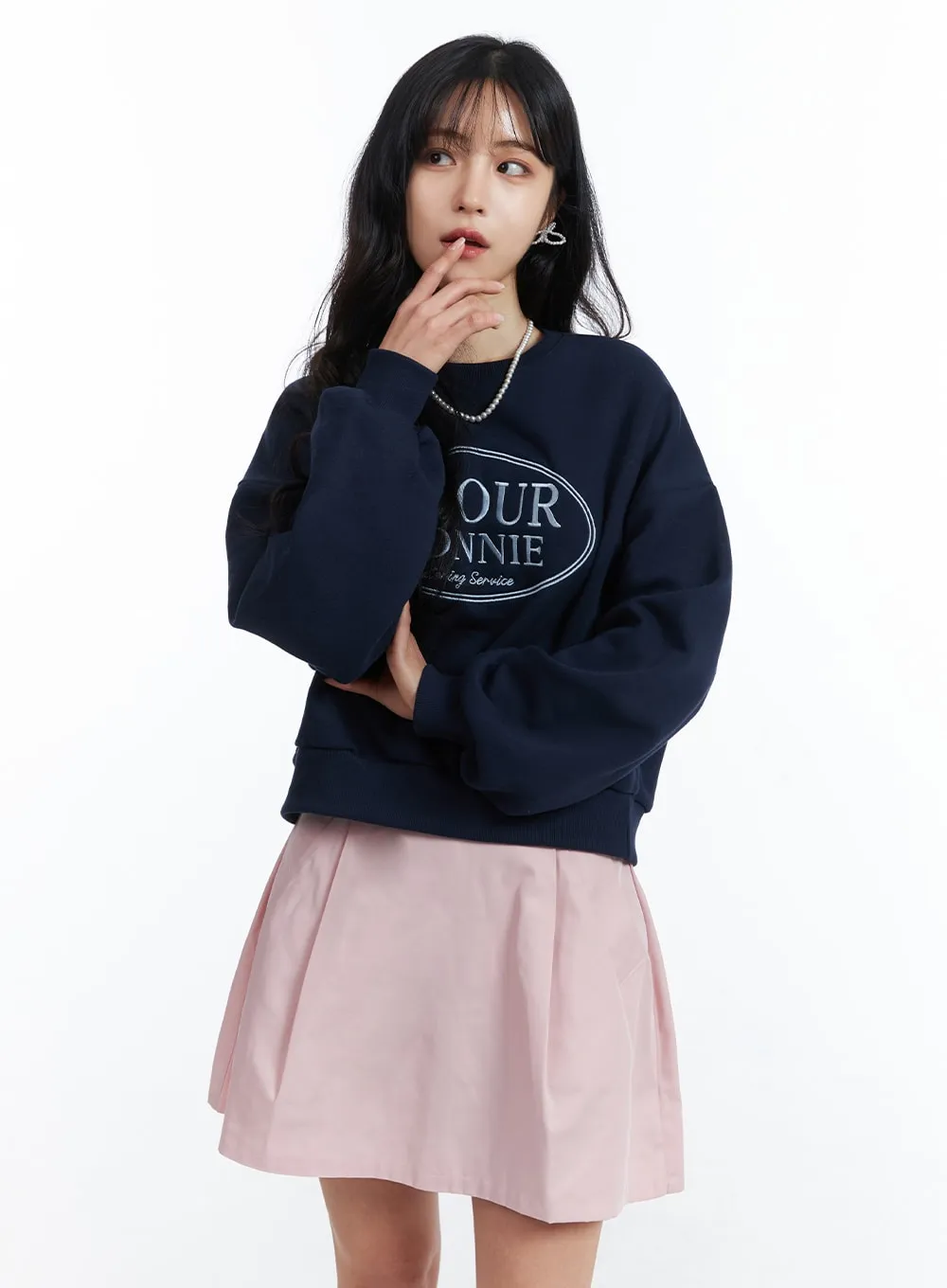 Crew Neck Lettering Sweatshirt OJ424