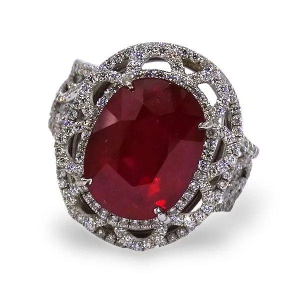 Dena Kemp Oval Ruby and Diamond Ring