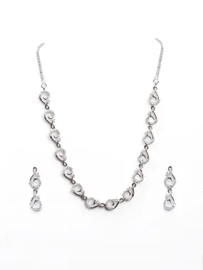 Diamond Silver Pendant Set With Earrings