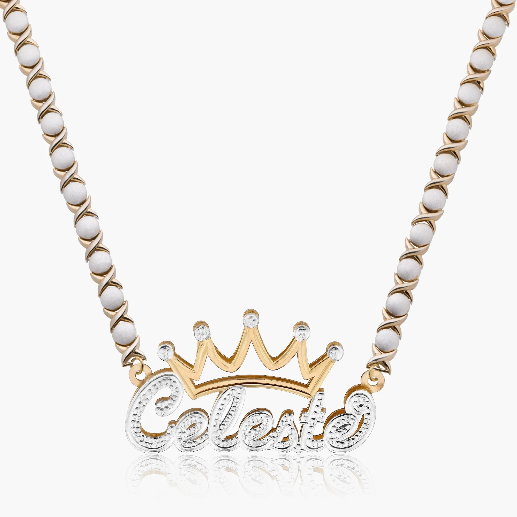 Double Plated Crown Name Necklace