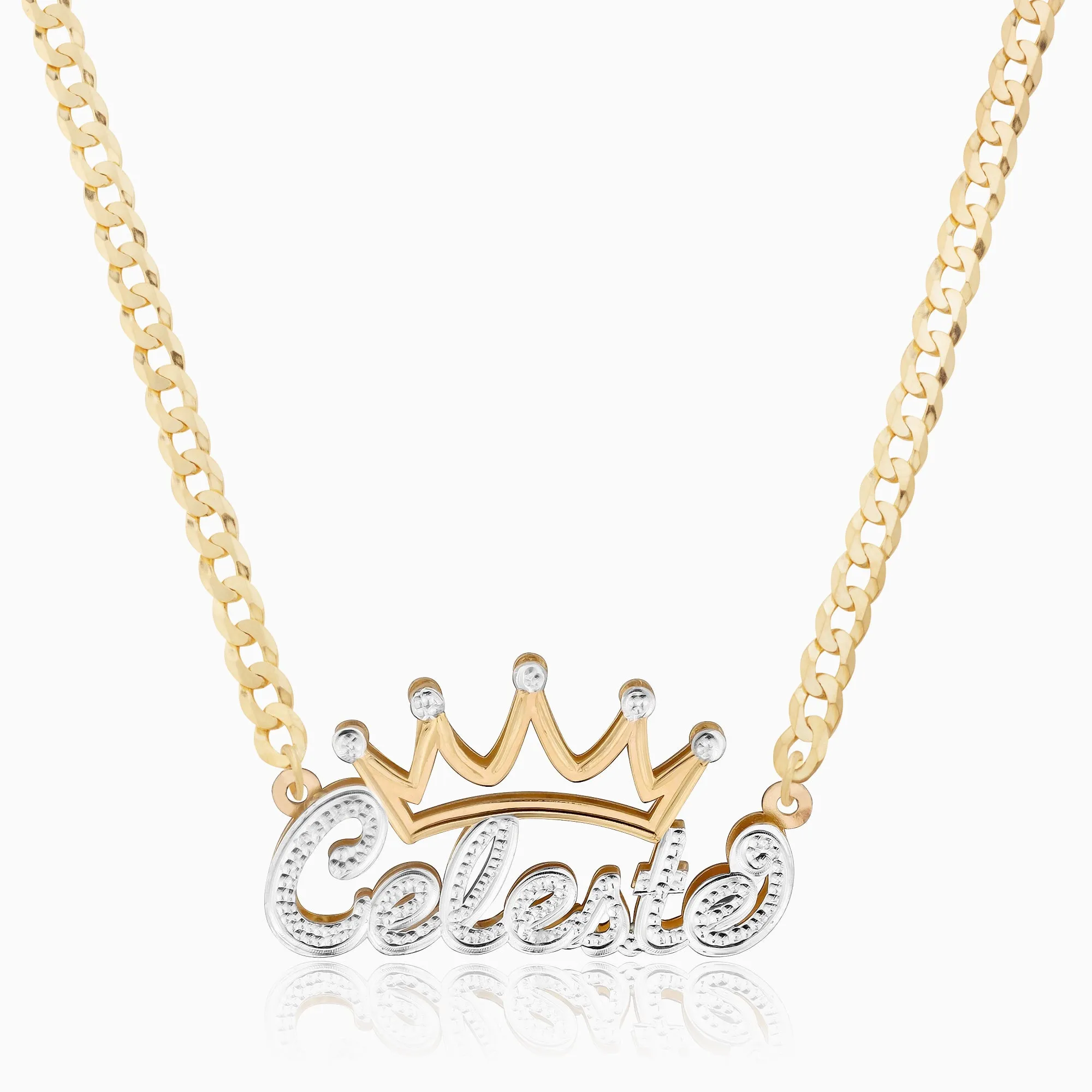 Double Plated Crown Name Necklace