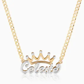 Double Plated Crown Name Necklace