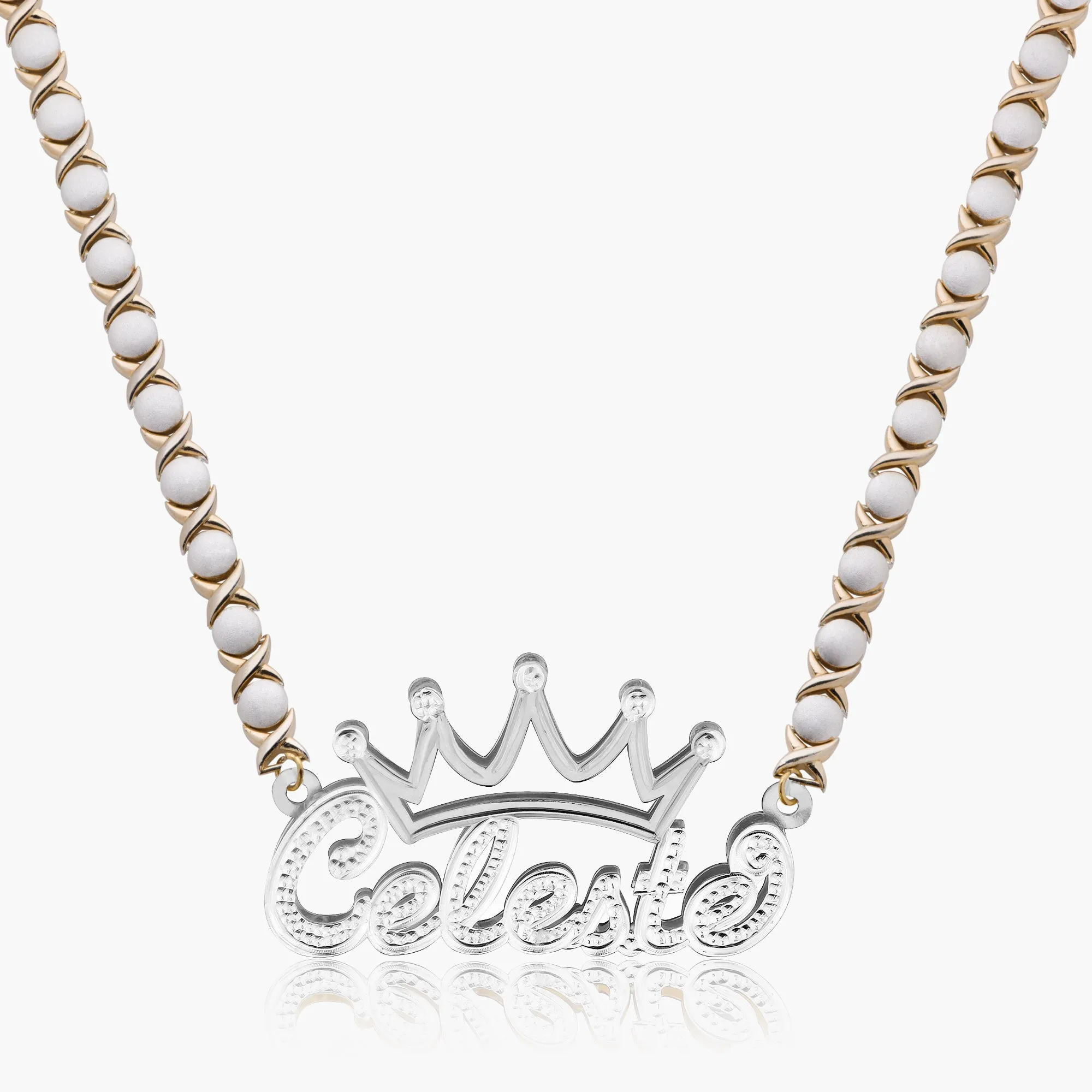 Double Plated Crown Name Necklace