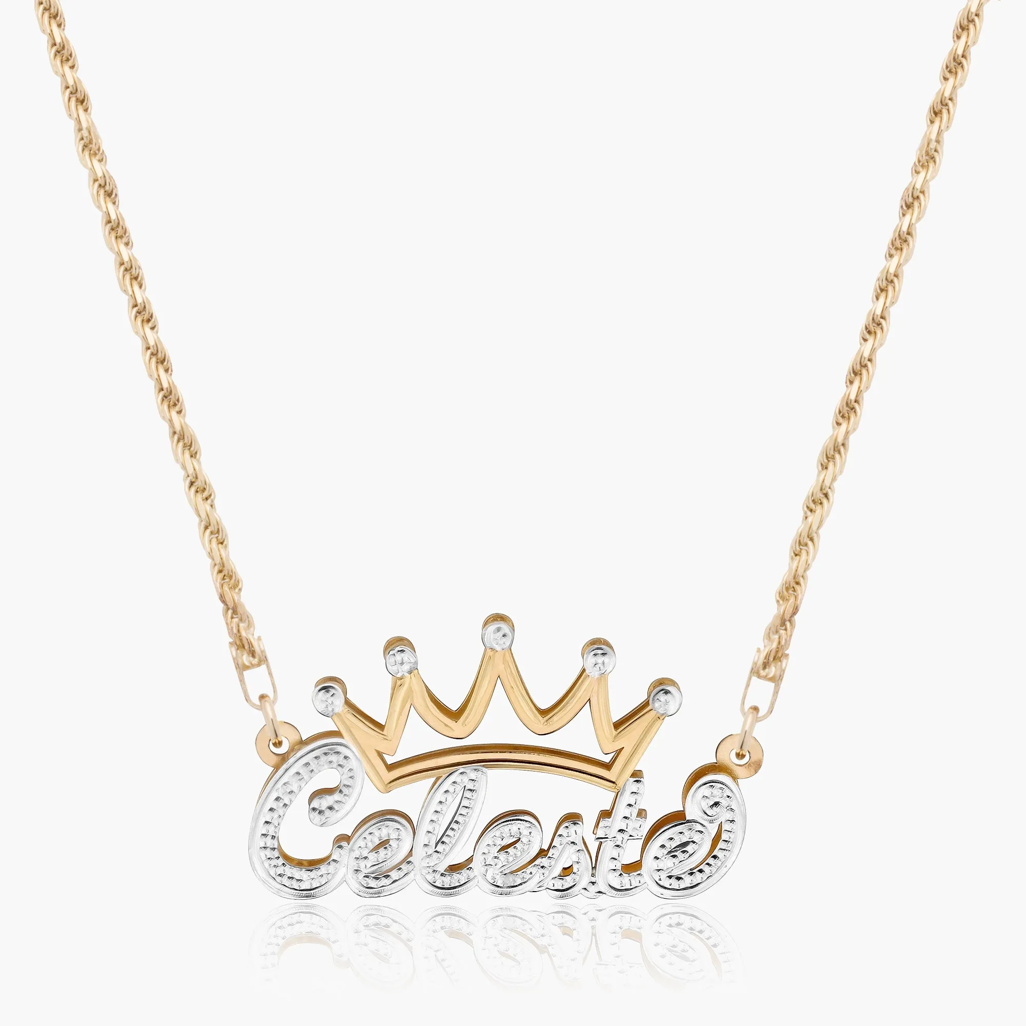 Double Plated Crown Name Necklace