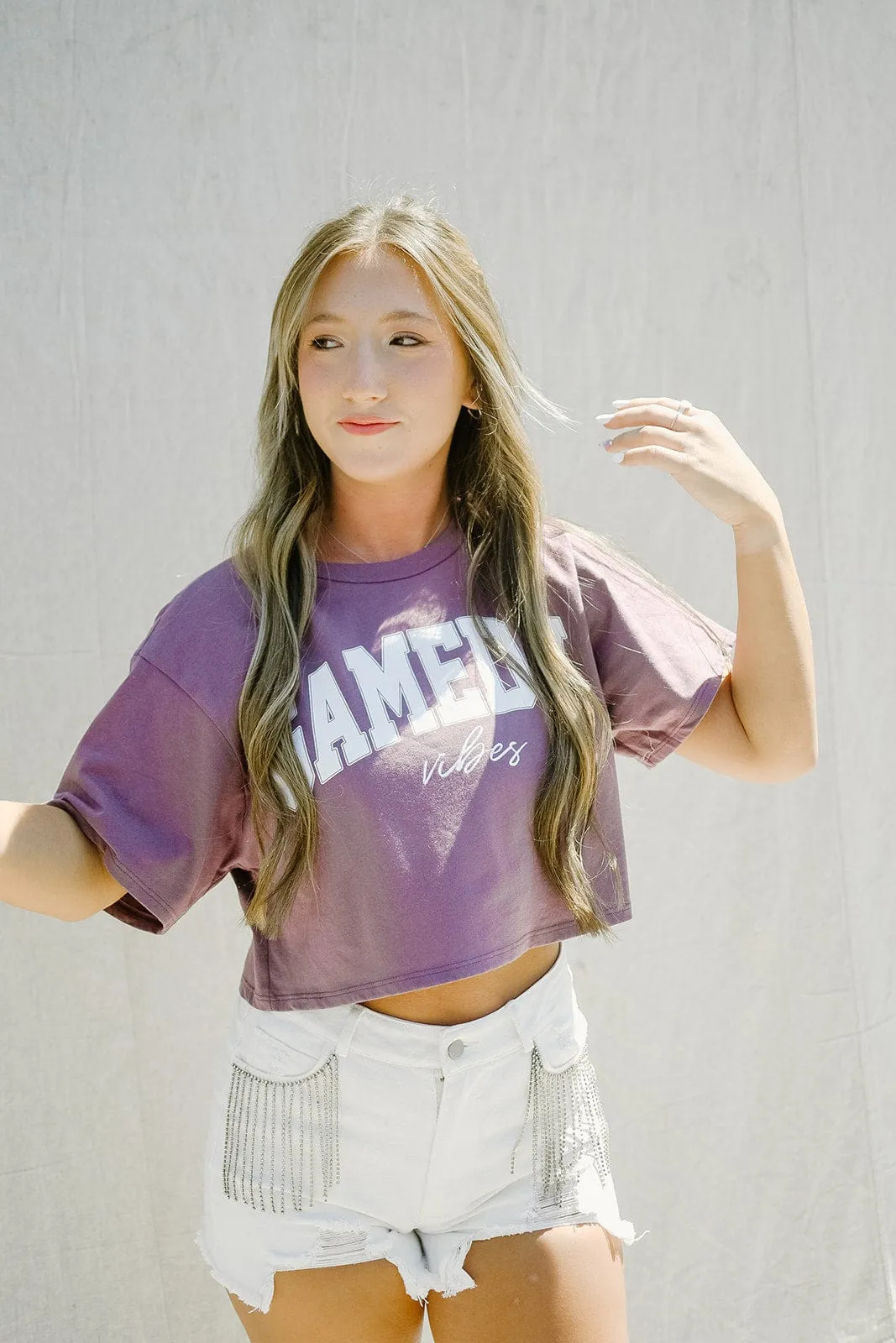 Dusty Purple Game Day Cropped Tee