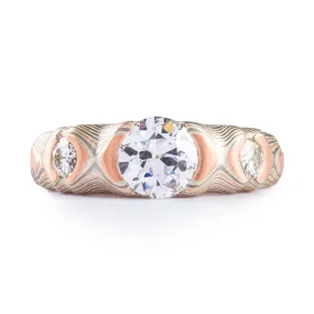 Embers Palette Guri Bori Ring with Cathedral Set Diamond & Moissanite