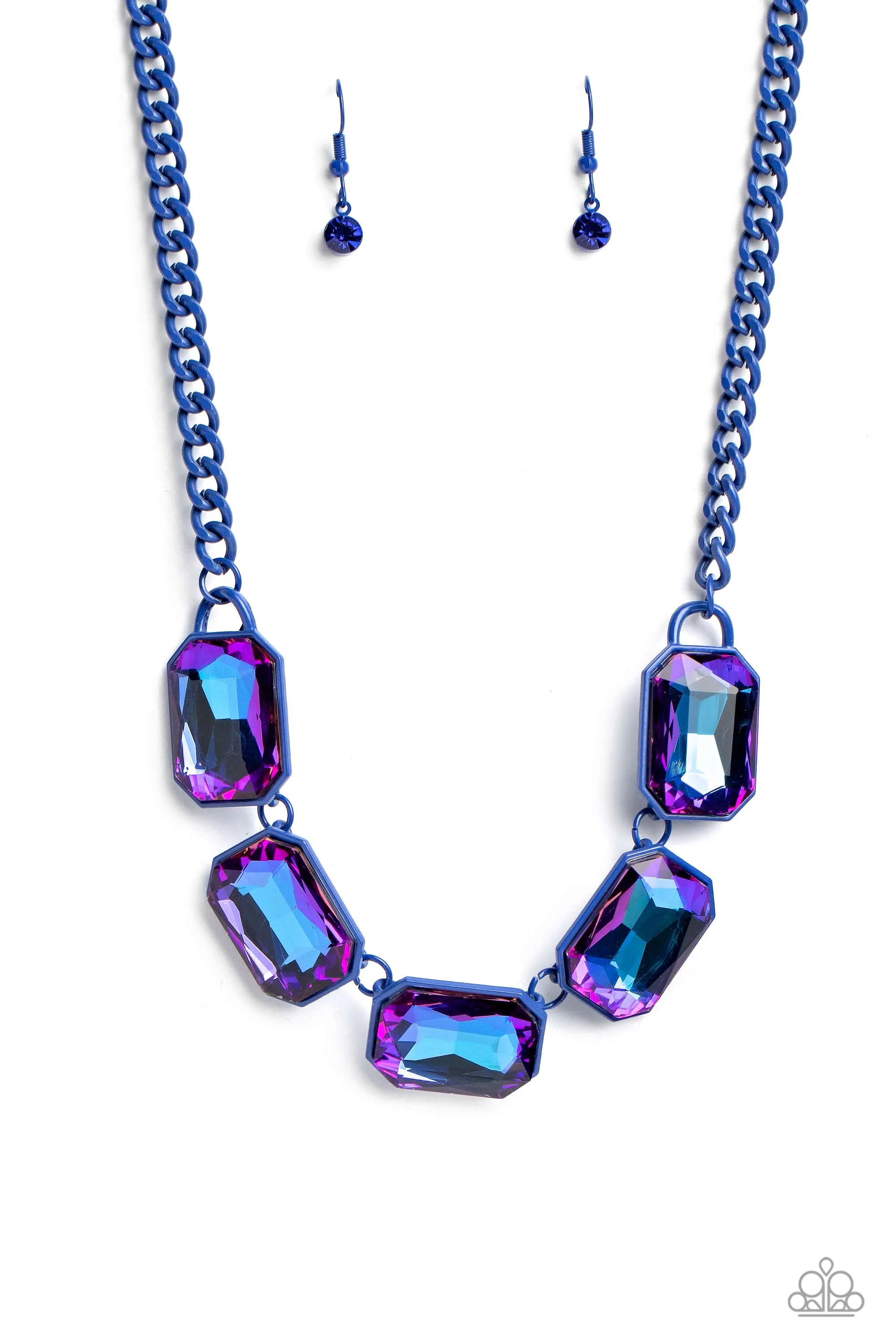 Emerald City Couture Blue UV Shimmer Rhinestone Necklace - Paparazzi Accessories