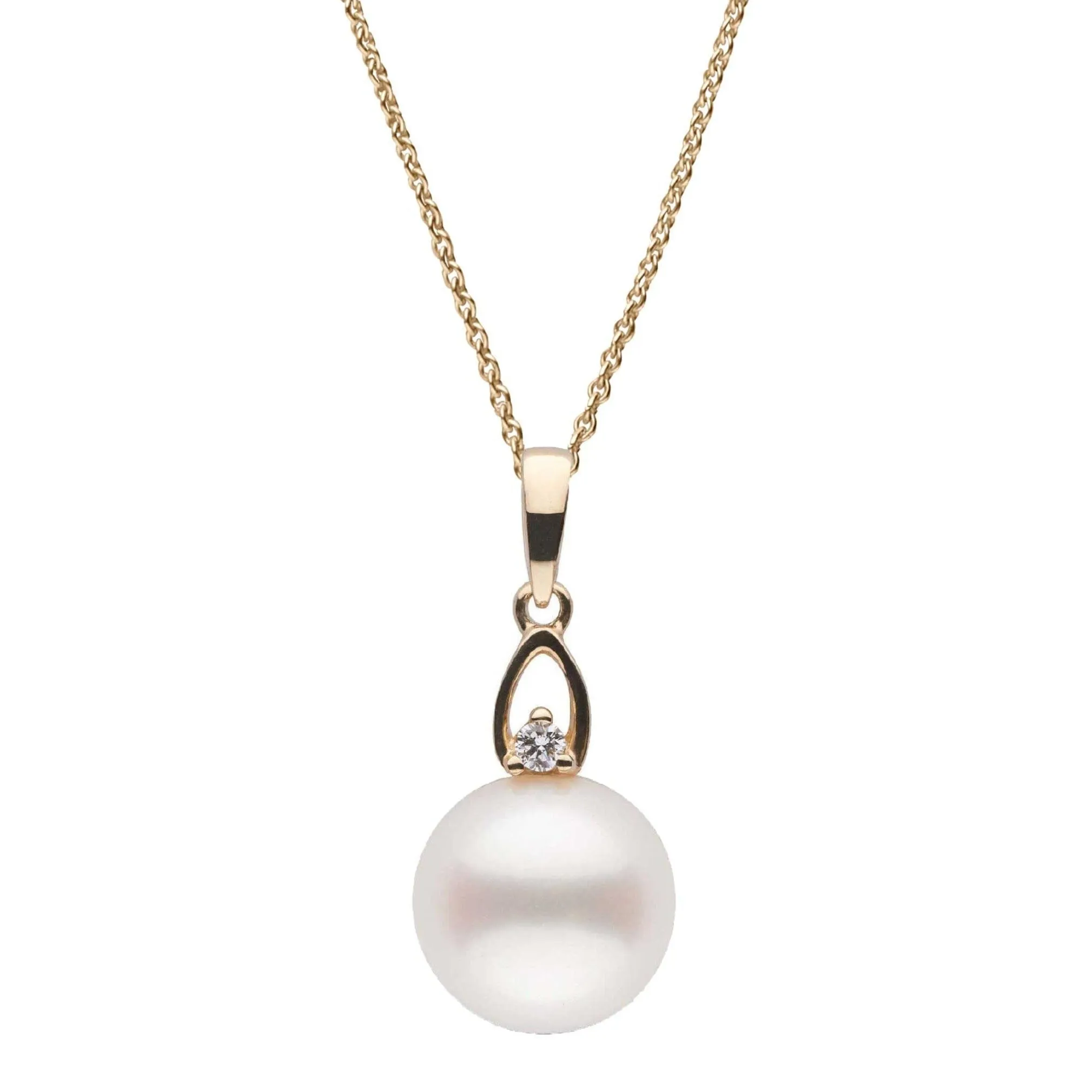 Juliet Collection 10.0-11.0 mm White Freshadama Pearl and Diamond Adjustable Chain Pendant