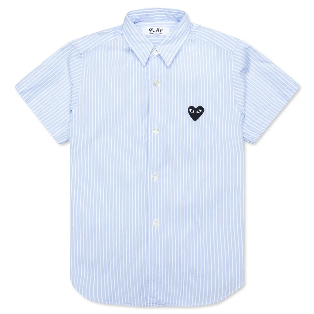 Kid's S/S Striped Shirt - Light Blue/White