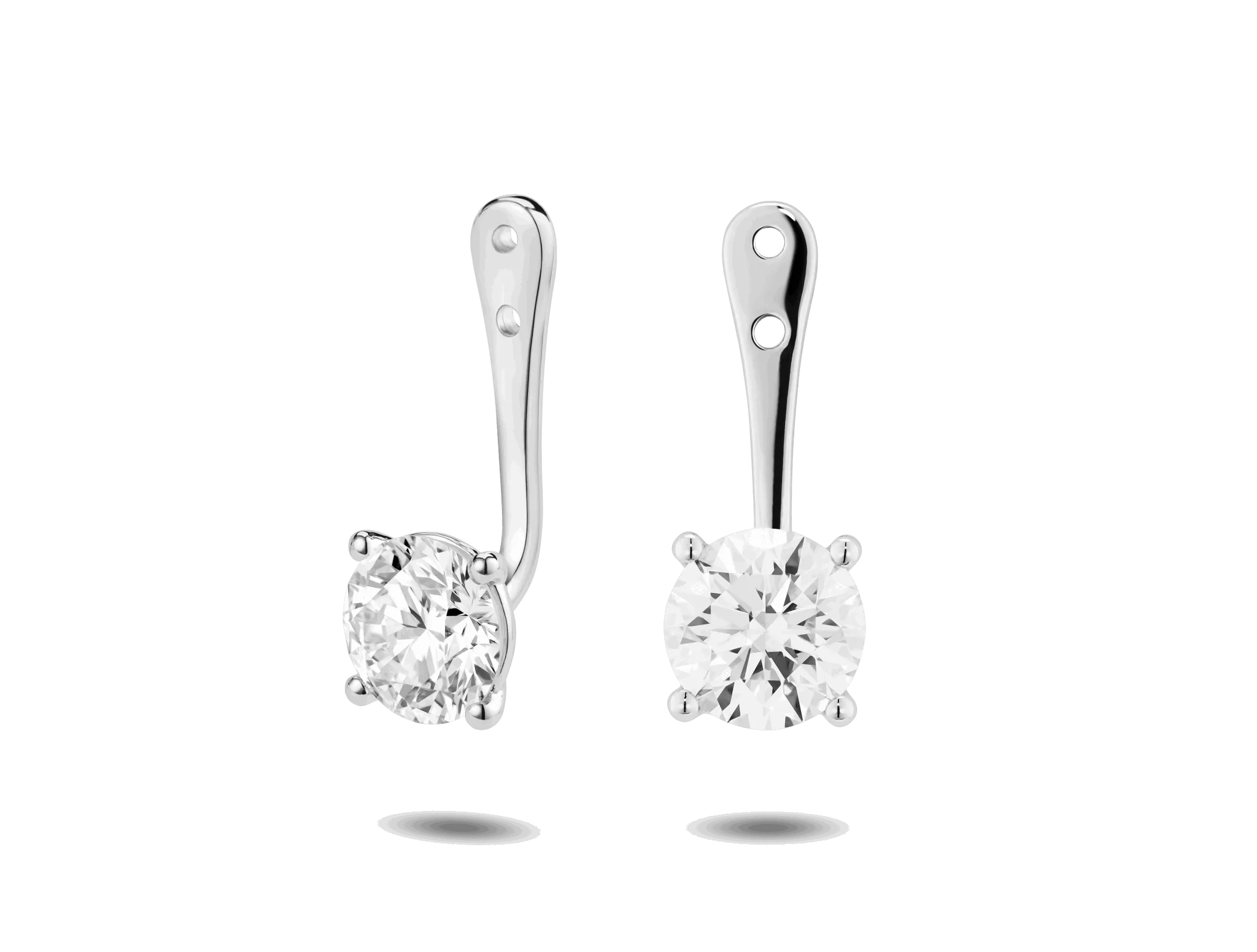 Lab-Grown Diamond 2ct. tw. Round Brilliant Solitaire Ear Jacket Earrings | White