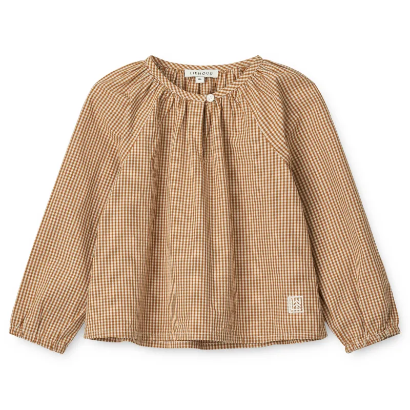 Liewood Alfa Blouse Shirt - Check Golden Caramel/Sandy